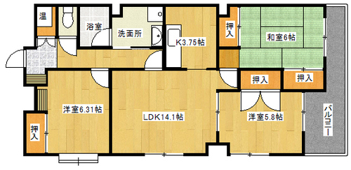 実例4【ﾆｰｽﾞに合わせ間取変更】